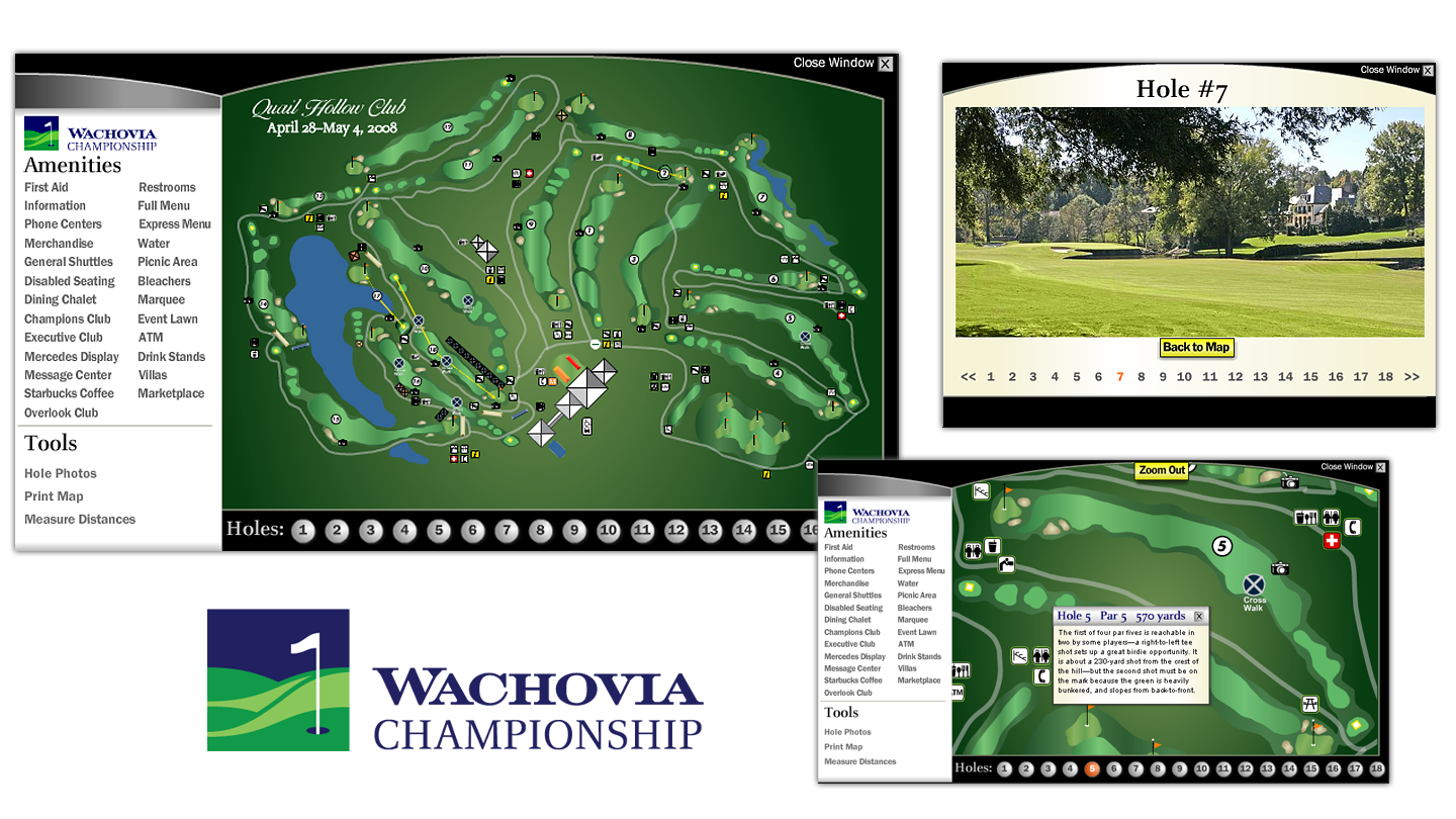 Screenshots of the interactive map for the Wachovia Championship