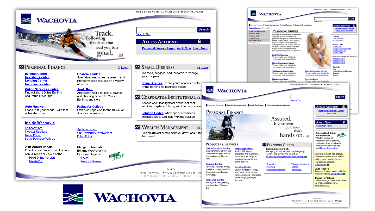 Screenshots of Wachovia.com